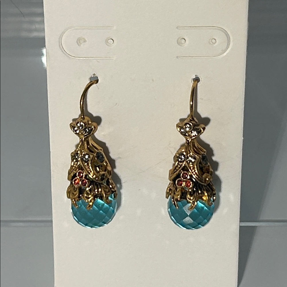 NWOT Bronzo Italia Gold Plated Bronze Designer Gemstone Earrings